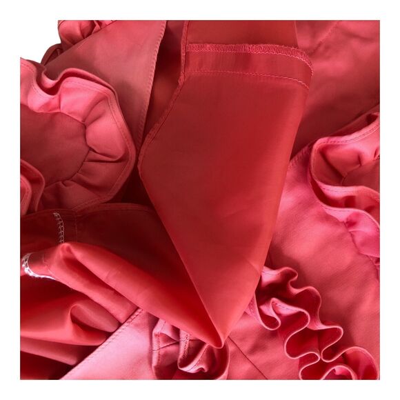 Rare Priscilla of Boston sz 14 Salmon Pink Cocktail Party Ruffle Dress Cotton - Picture 12 of 14